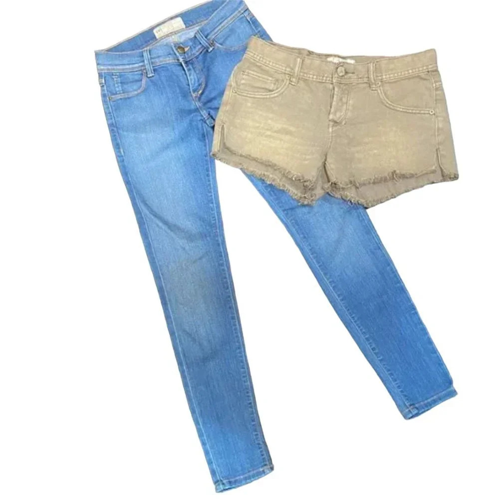 Set of FREE PEOPLE 2 Pairs of Denim Jeans & Denim Shorts - size 24